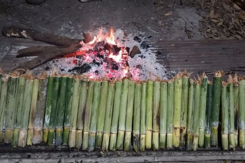 แม่ฮ่องสอน – คึกคัก เผาข้าวหลาม ตานข้าวใหม่  อ.แม่สะเรียงสืบสานประเพณีเดือนสี่ 1ปี มี1ครั้ง คนแห่จองออเดอร์ จนล้น แม่ค้าเผาข้าวหลามไม่ทันขายต้องอดนอนทำกันทั้งคืนทั้งวัน